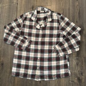 VTG L.L. Bean Womens L Tartan Plaid Flannel Pajama Top Button Up Soft Cabincore